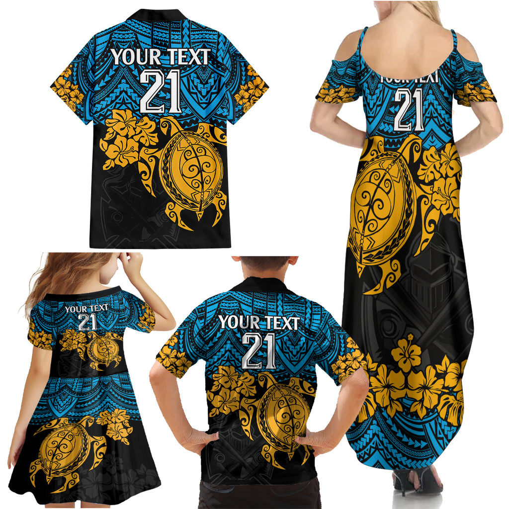 custom-titans-rugby-family-matching-summer-maxi-dress-and-hawaiian-shirt-gld-hibiscus-and-turtle-with-polynesian-pattern