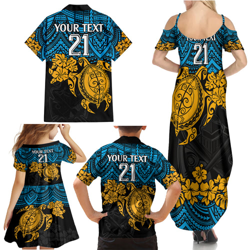 custom-titans-rugby-family-matching-summer-maxi-dress-and-hawaiian-shirt-gld-hibiscus-and-turtle-with-polynesian-pattern