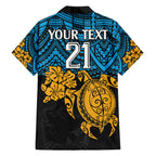 custom-titans-rugby-family-matching-summer-maxi-dress-and-hawaiian-shirt-gld-hibiscus-and-turtle-with-polynesian-pattern