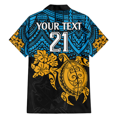 custom-titans-rugby-family-matching-summer-maxi-dress-and-hawaiian-shirt-gld-hibiscus-and-turtle-with-polynesian-pattern