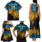 custom-titans-rugby-family-matching-tank-maxi-dress-and-hawaiian-shirt-gld-hibiscus-and-turtle-with-polynesian-pattern