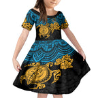 custom-titans-rugby-kid-short-sleeve-dress-gld-hibiscus-and-turtle-with-polynesian-pattern