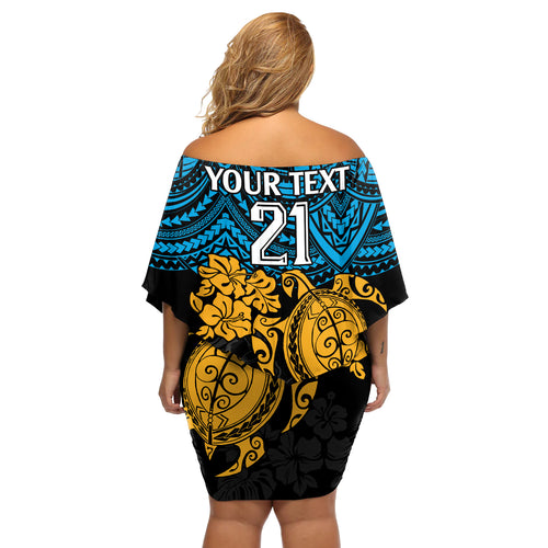 custom-titans-rugby-off-shoulder-short-dress-gld-hibiscus-and-turtle-with-polynesian-pattern