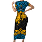 custom-titans-rugby-short-sleeve-bodycon-dress-gld-hibiscus-and-turtle-with-polynesian-pattern