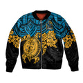custom-titans-rugby-sleeve-zip-bomber-jacket-gld-hibiscus-and-turtle-with-polynesian-pattern