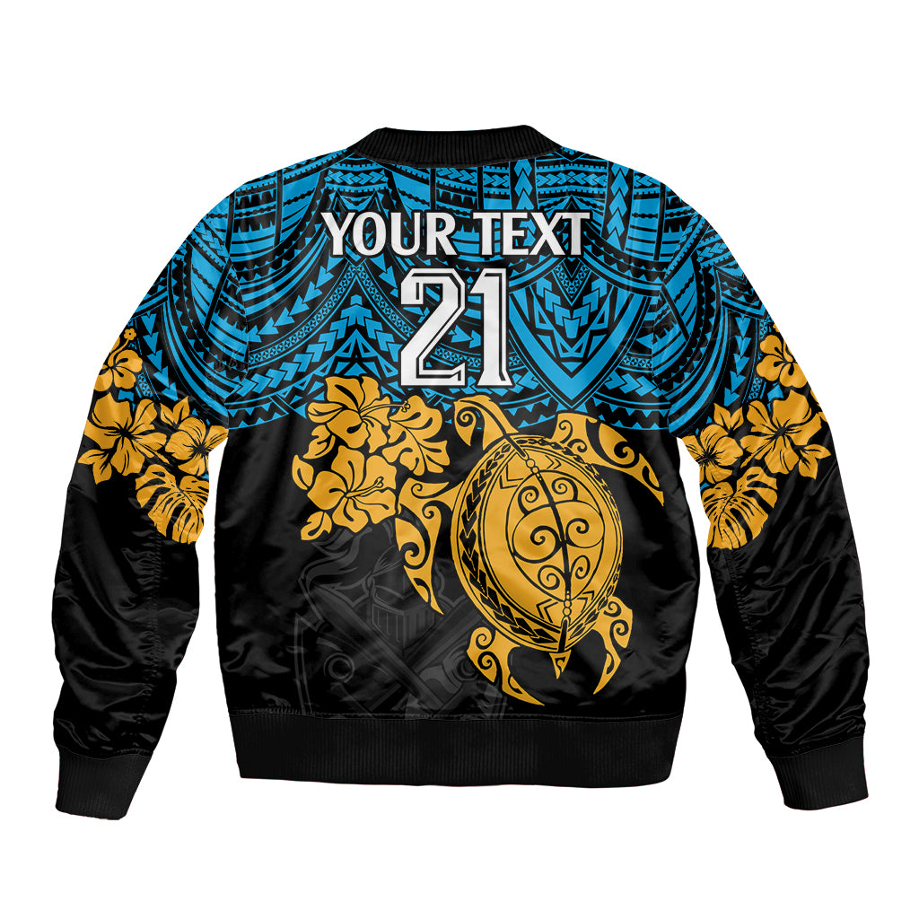 custom-titans-rugby-sleeve-zip-bomber-jacket-gld-hibiscus-and-turtle-with-polynesian-pattern