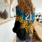 custom-titans-rugby-women-casual-shirt-gld-hibiscus-and-turtle-with-polynesian-pattern