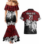 custom-knights-rugby-couples-matching-mermaid-dress-and-hawaiian-shirt-novocastrians-hibiscus-and-turtle-with-polynesian-pattern