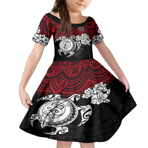 custom-knights-rugby-family-matching-long-sleeve-bodycon-dress-and-hawaiian-shirt-novocastrians-hibiscus-and-turtle-with-polynesian-pattern