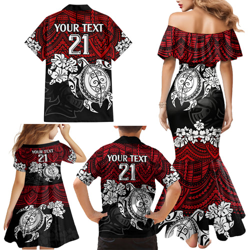 custom-knights-rugby-family-matching-mermaid-dress-and-hawaiian-shirt-novocastrians-hibiscus-and-turtle-with-polynesian-pattern