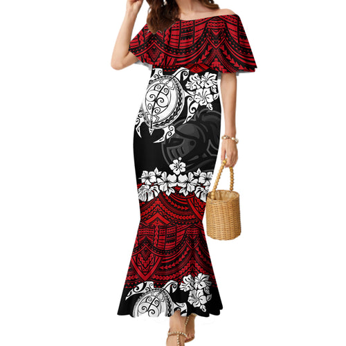 custom-knights-rugby-family-matching-mermaid-dress-and-hawaiian-shirt-novocastrians-hibiscus-and-turtle-with-polynesian-pattern