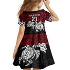 custom-knights-rugby-family-matching-off-shoulder-short-dress-and-hawaiian-shirt-novocastrians-hibiscus-and-turtle-with-polynesian-pattern