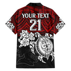 custom-knights-rugby-family-matching-off-shoulder-short-dress-and-hawaiian-shirt-novocastrians-hibiscus-and-turtle-with-polynesian-pattern