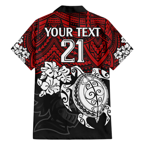 custom-knights-rugby-family-matching-short-sleeve-bodycon-dress-and-hawaiian-shirt-novocastrians-hibiscus-and-turtle-with-polynesian-pattern