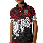 custom-knights-rugby-kid-polo-shirt-novocastrians-hibiscus-and-turtle-with-polynesian-pattern