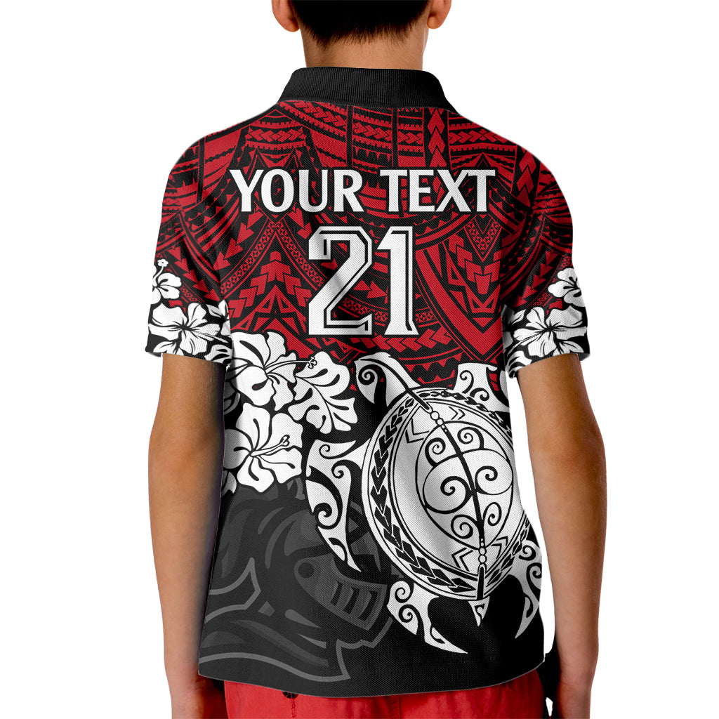 custom-knights-rugby-kid-polo-shirt-novocastrians-hibiscus-and-turtle-with-polynesian-pattern