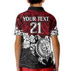 custom-knights-rugby-kid-polo-shirt-novocastrians-hibiscus-and-turtle-with-polynesian-pattern