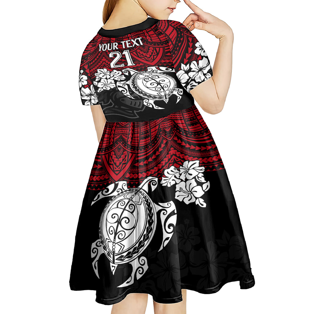 custom-knights-rugby-kid-short-sleeve-dress-novocastrians-hibiscus-and-turtle-with-polynesian-pattern
