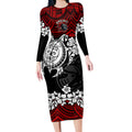 custom-knights-rugby-long-sleeve-bodycon-dress-novocastrians-hibiscus-and-turtle-with-polynesian-pattern
