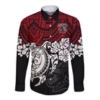 custom-knights-rugby-long-sleeve-button-shirt-novocastrians-hibiscus-and-turtle-with-polynesian-pattern