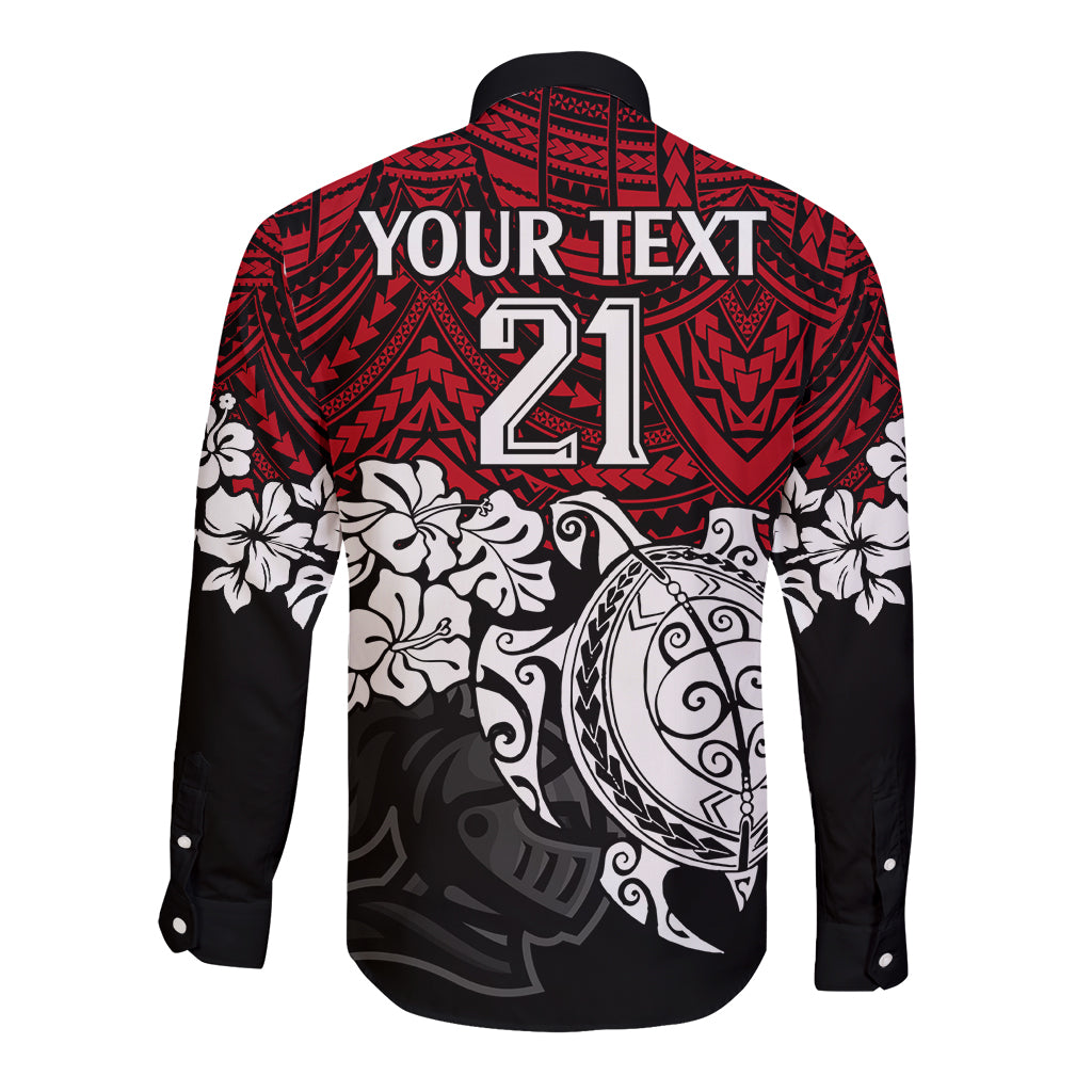 custom-knights-rugby-long-sleeve-button-shirt-novocastrians-hibiscus-and-turtle-with-polynesian-pattern