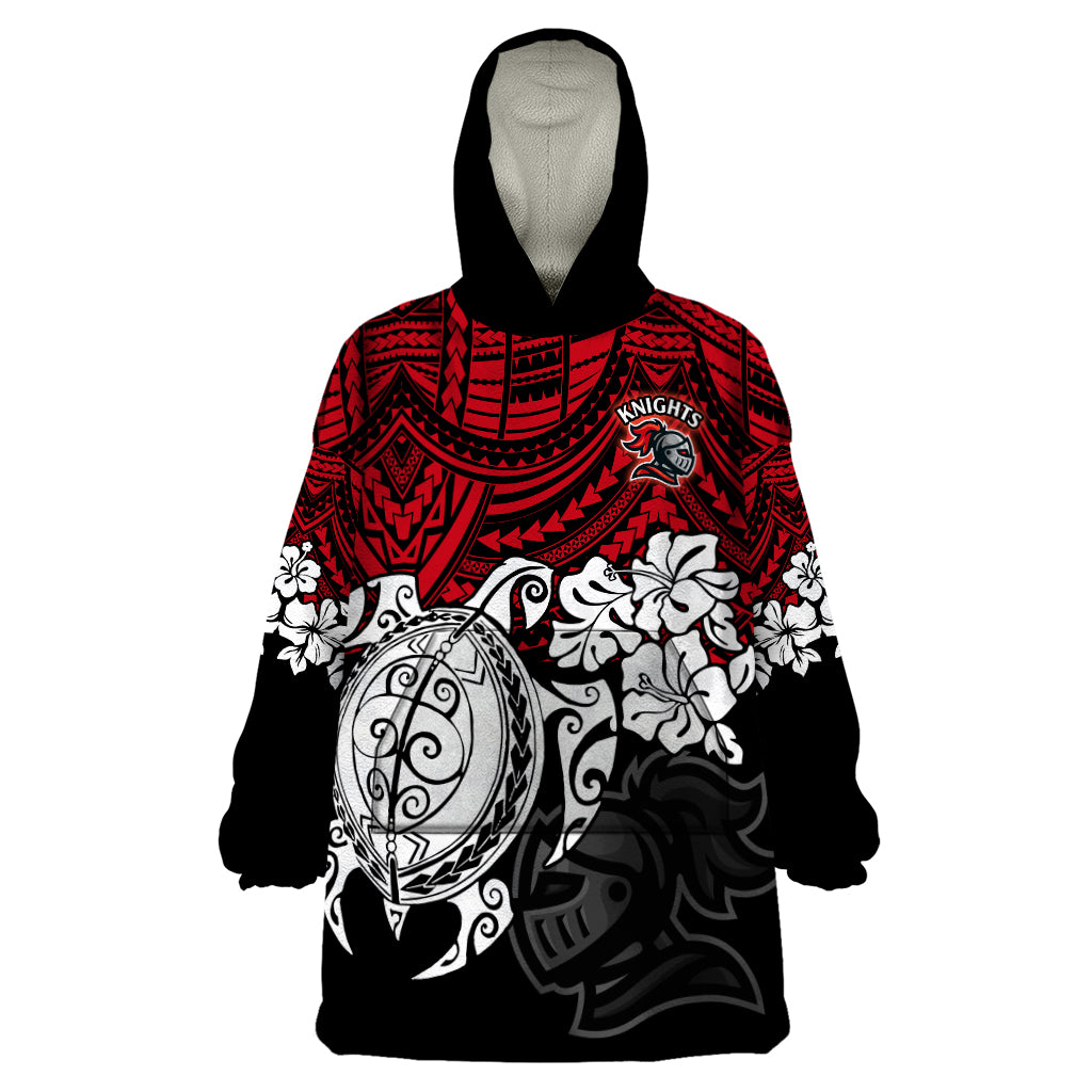 custom-knights-rugby-wearable-blanket-hoodie-novocastrians-hibiscus-and-turtle-with-polynesian-pattern