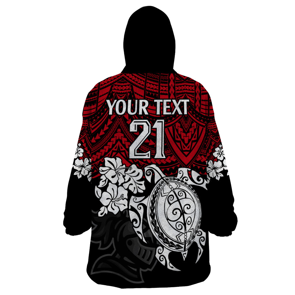 custom-knights-rugby-wearable-blanket-hoodie-novocastrians-hibiscus-and-turtle-with-polynesian-pattern