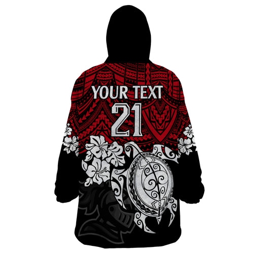 custom-knights-rugby-wearable-blanket-hoodie-novocastrians-hibiscus-and-turtle-with-polynesian-pattern