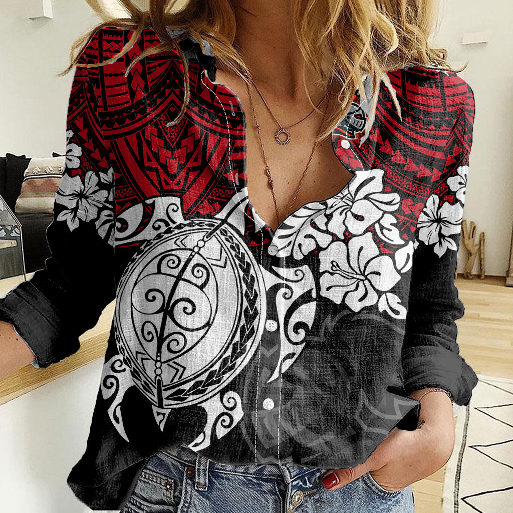 custom-knights-rugby-women-casual-shirt-novocastrians-hibiscus-and-turtle-with-polynesian-pattern
