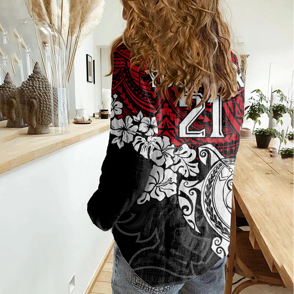 custom-knights-rugby-women-casual-shirt-novocastrians-hibiscus-and-turtle-with-polynesian-pattern