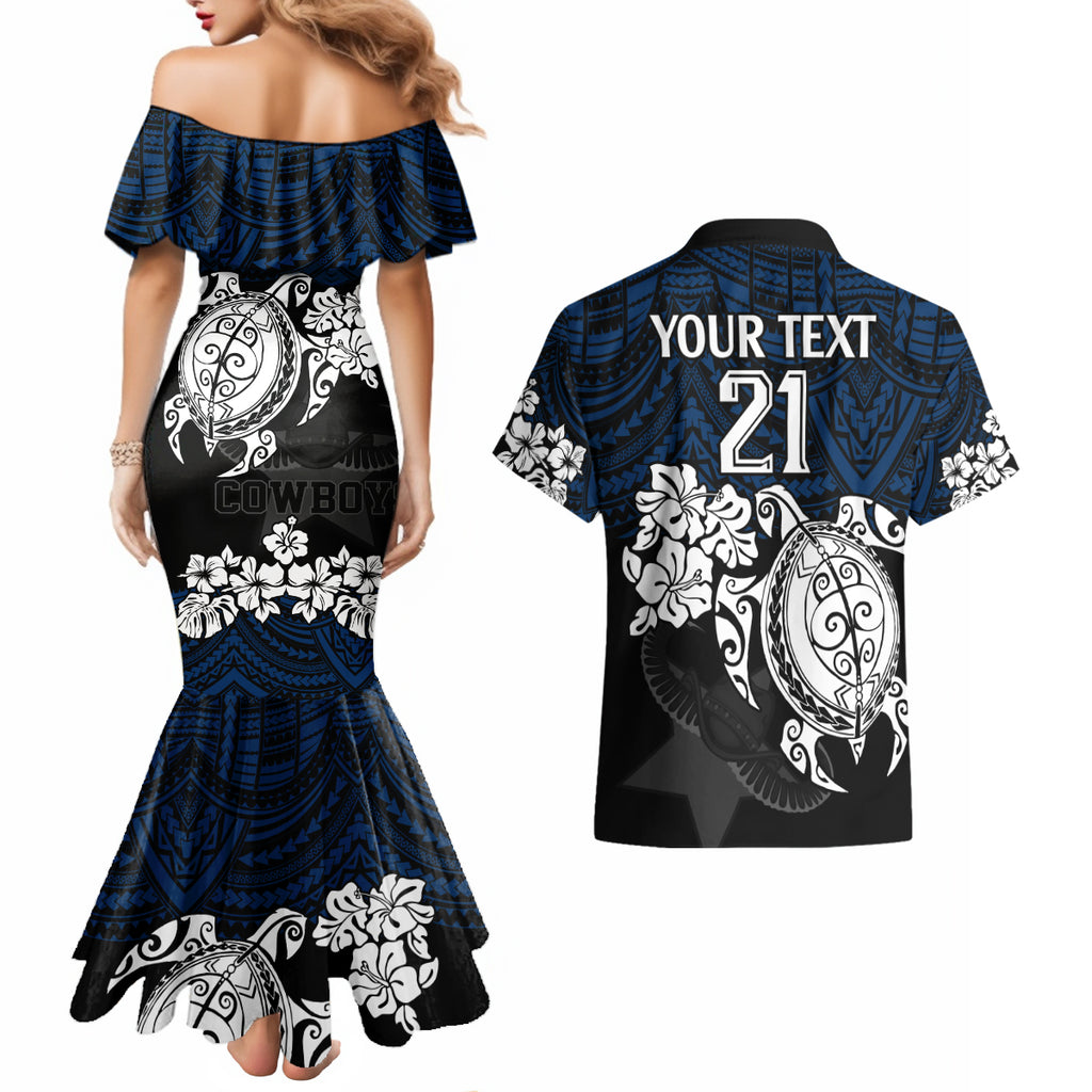 custom-cowboys-rugby-couples-matching-mermaid-dress-and-hawaiian-shirt-hibiscus-and-turtle-with-polynesian-pattern