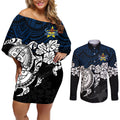 custom-cowboys-rugby-couples-matching-off-shoulder-short-dress-and-long-sleeve-button-shirt-hibiscus-and-turtle-with-polynesian-pattern