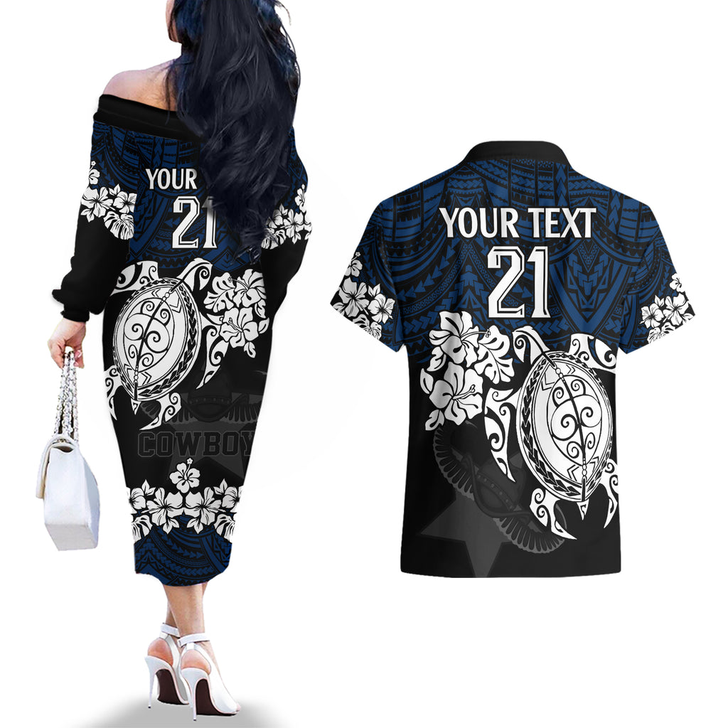 custom-cowboys-rugby-couples-matching-off-the-shoulder-long-sleeve-dress-and-hawaiian-shirt-hibiscus-and-turtle-with-polynesian-pattern
