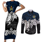 custom-cowboys-rugby-couples-matching-short-sleeve-bodycon-dress-and-long-sleeve-button-shirt-hibiscus-and-turtle-with-polynesian-pattern
