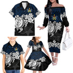 custom-cowboys-rugby-family-matching-off-shoulder-long-sleeve-dress-and-hawaiian-shirt-hibiscus-and-turtle-with-polynesian-pattern