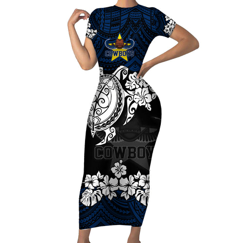 custom-cowboys-rugby-family-matching-short-sleeve-bodycon-dress-and-hawaiian-shirt-hibiscus-and-turtle-with-polynesian-pattern