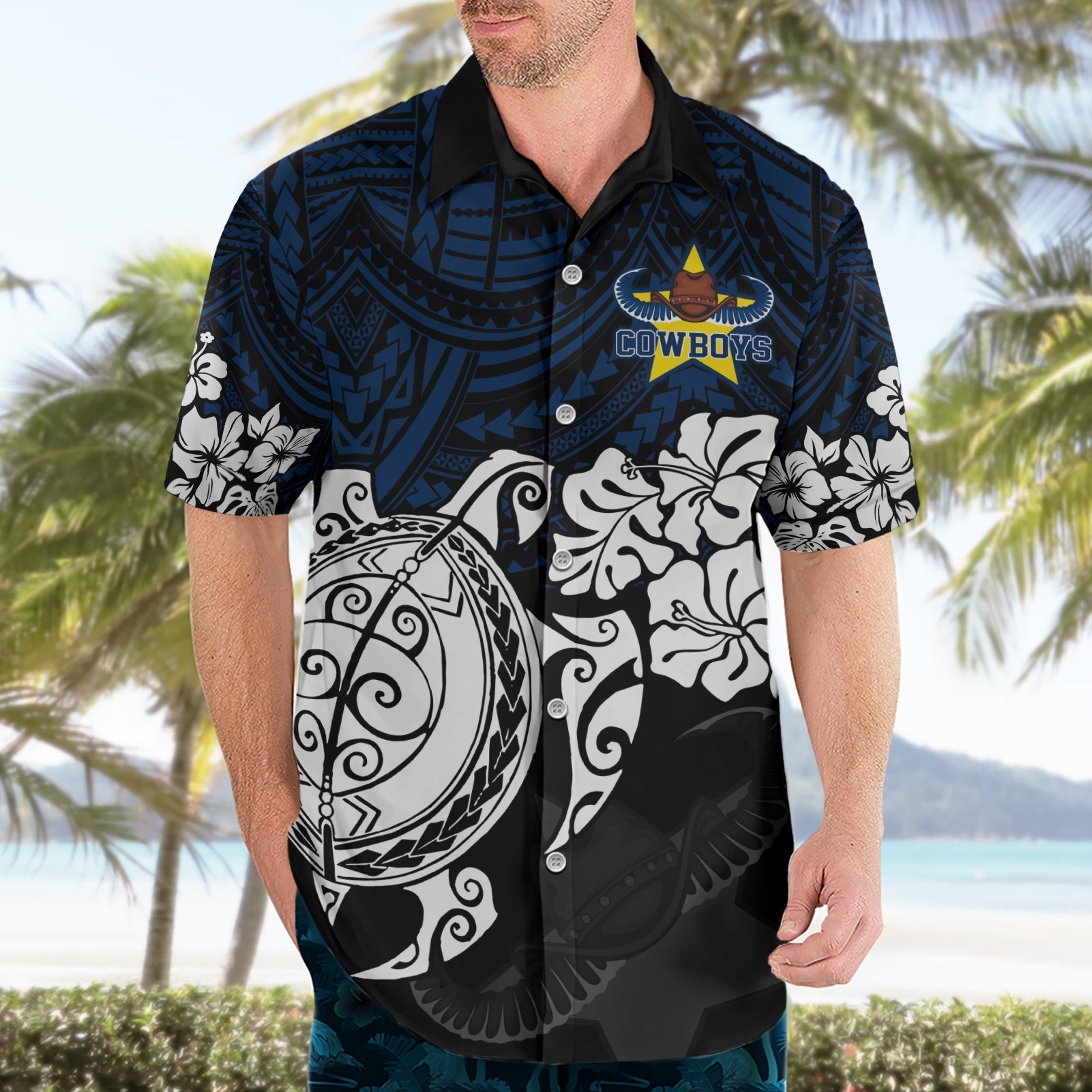 custom-cowboys-rugby-hawaiian-shirt-hibiscus-and-turtle-with-polynesian-pattern