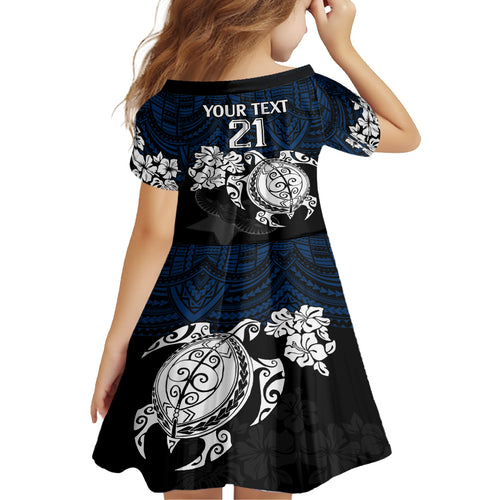 custom-cowboys-rugby-kid-short-sleeve-dress-hibiscus-and-turtle-with-polynesian-pattern