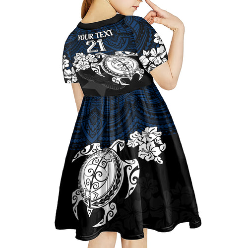 custom-cowboys-rugby-kid-short-sleeve-dress-hibiscus-and-turtle-with-polynesian-pattern
