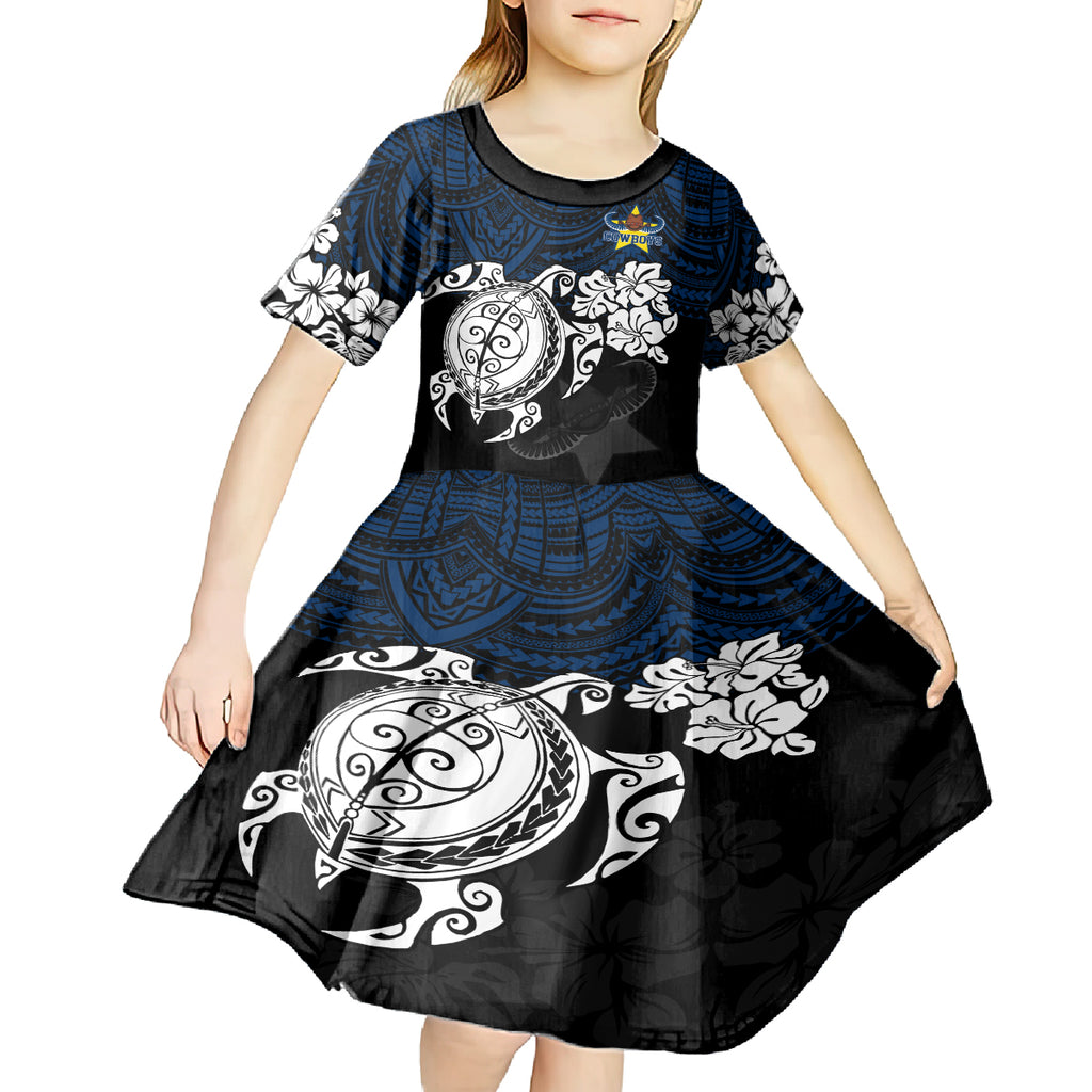 custom-cowboys-rugby-kid-short-sleeve-dress-hibiscus-and-turtle-with-polynesian-pattern