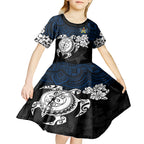 custom-cowboys-rugby-kid-short-sleeve-dress-hibiscus-and-turtle-with-polynesian-pattern