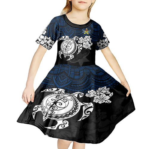 custom-cowboys-rugby-kid-short-sleeve-dress-hibiscus-and-turtle-with-polynesian-pattern