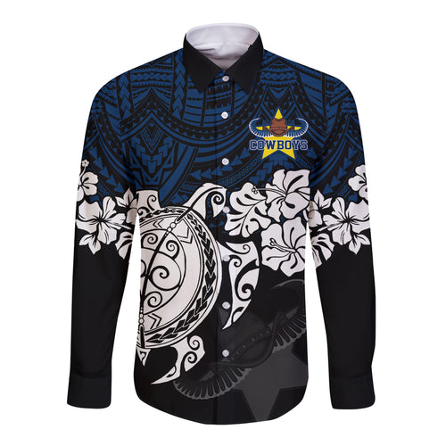 custom-cowboys-rugby-long-sleeve-button-shirt-hibiscus-and-turtle-with-polynesian-pattern