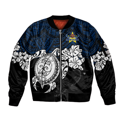 custom-cowboys-rugby-sleeve-zip-bomber-jacket-hibiscus-and-turtle-with-polynesian-pattern
