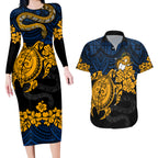 custom-parra-eels-rugby-couples-matching-long-sleeve-bodycon-dress-and-hawaiian-shirt-hibiscus-and-turtle-with-polynesian-pattern