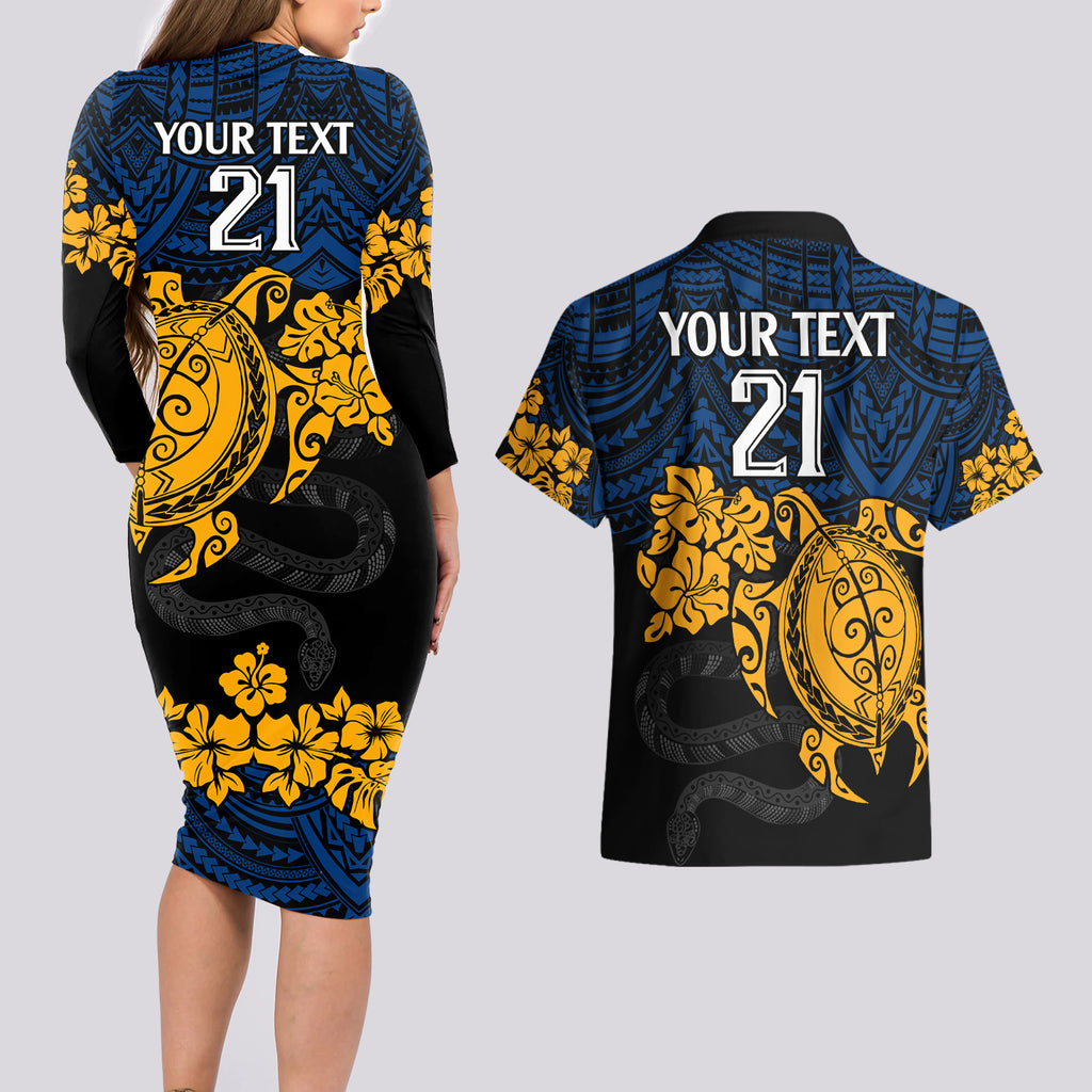custom-parra-eels-rugby-couples-matching-long-sleeve-bodycon-dress-and-hawaiian-shirt-hibiscus-and-turtle-with-polynesian-pattern