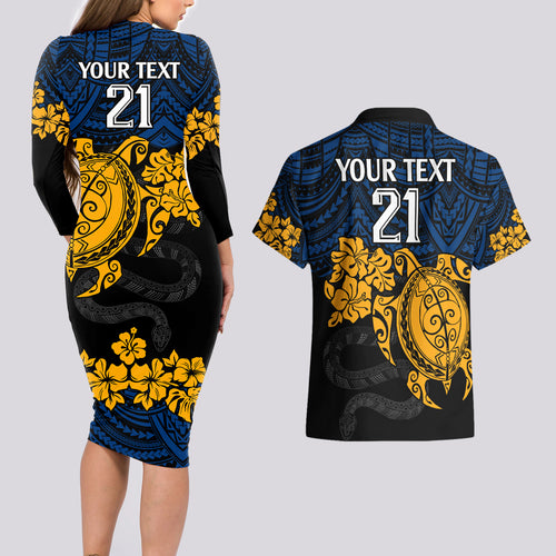 custom-parra-eels-rugby-couples-matching-long-sleeve-bodycon-dress-and-hawaiian-shirt-hibiscus-and-turtle-with-polynesian-pattern