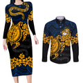 custom-parra-eels-rugby-couples-matching-long-sleeve-bodycon-dress-and-long-sleeve-button-shirt-hibiscus-and-turtle-with-polynesian-pattern