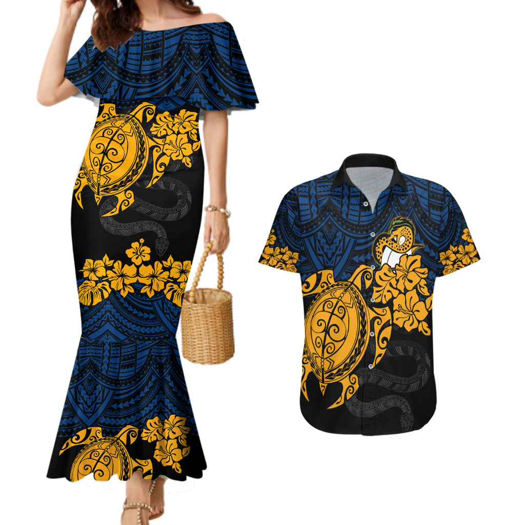 custom-parra-eels-rugby-couples-matching-mermaid-dress-and-hawaiian-shirt-hibiscus-and-turtle-with-polynesian-pattern