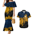 custom-parra-eels-rugby-couples-matching-mermaid-dress-and-hawaiian-shirt-hibiscus-and-turtle-with-polynesian-pattern